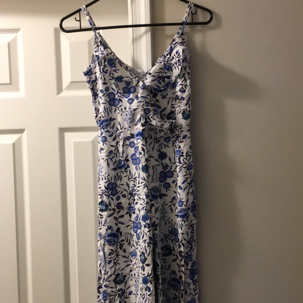 Floral print wide leg jumpsuit.